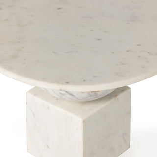 Neda End Table-Polished White Marble