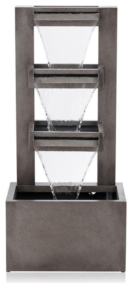 Alpine Metal Tiered Waterfall Fountain, 42" Tall