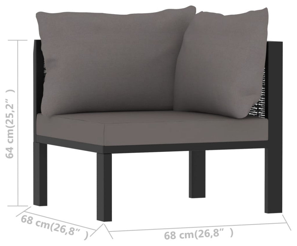 vidaXL Sectional Corner Sofa With Left Armrest Poly Rattan Anthracite
