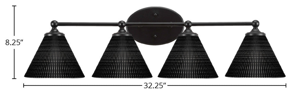 Capri 4-Light Bath Bar, Matte Black/Black Matrix