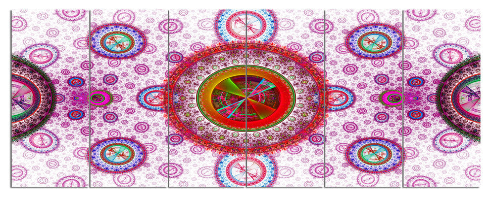 Pink Psychedelic Relaxing Art, Abstract Canvas Art Print, 70"x28", 6 Panels