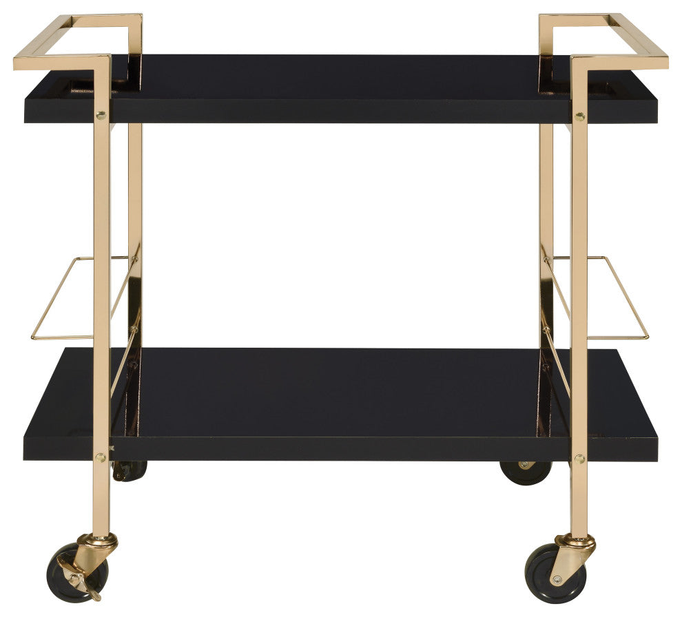 Alios Serving Cart With Black Gold Frame