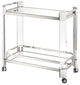 Polished Stainless Steel Frame Bar Cart With Clear Acrylic Legs