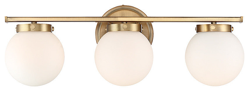 3-Light Bath Bar, Natural Brass