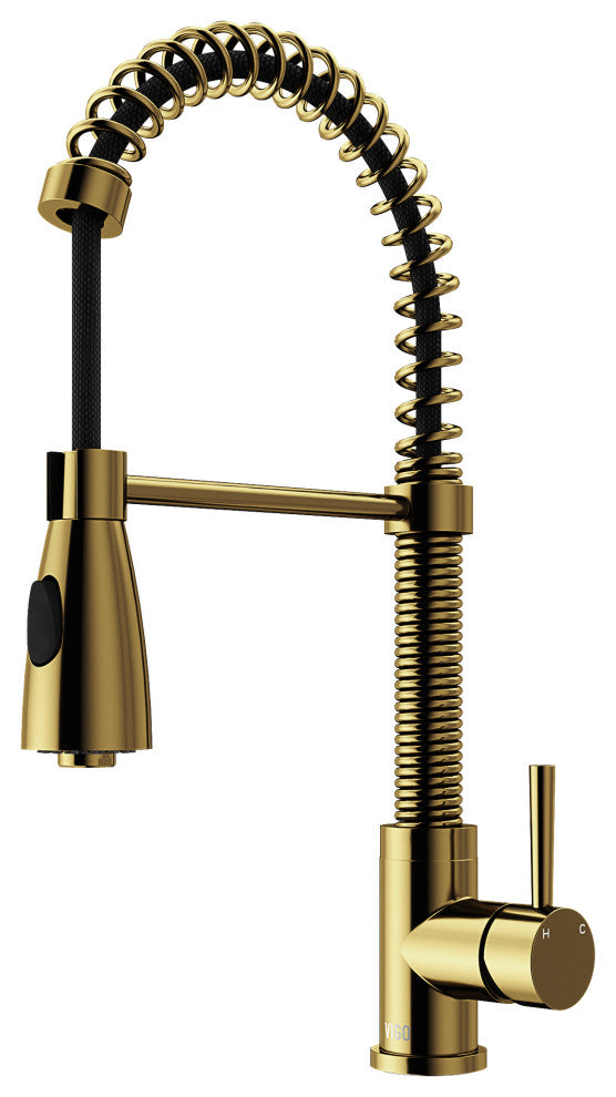 VIGO Brant 19" H Single Handle Pull-Down Sprayer Kitchen Faucet, Matte Brushed Gold, Without Extras