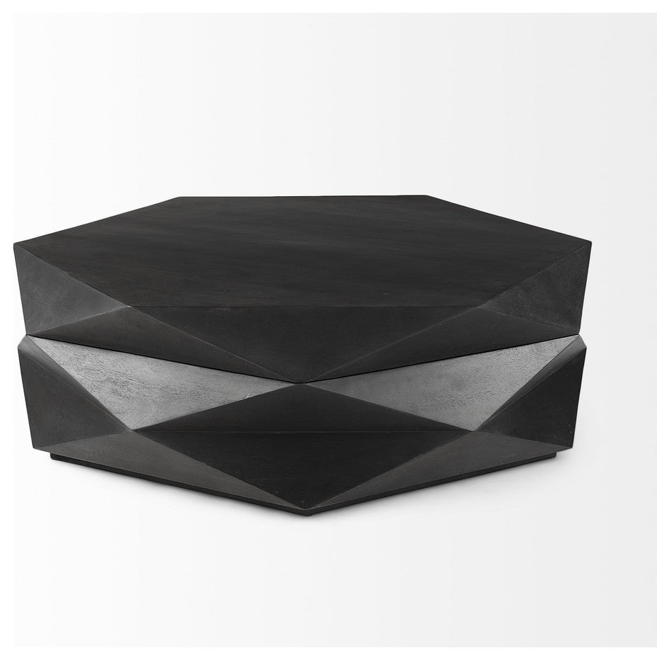 Mod Geometric Black Solid Wood Coffee Table