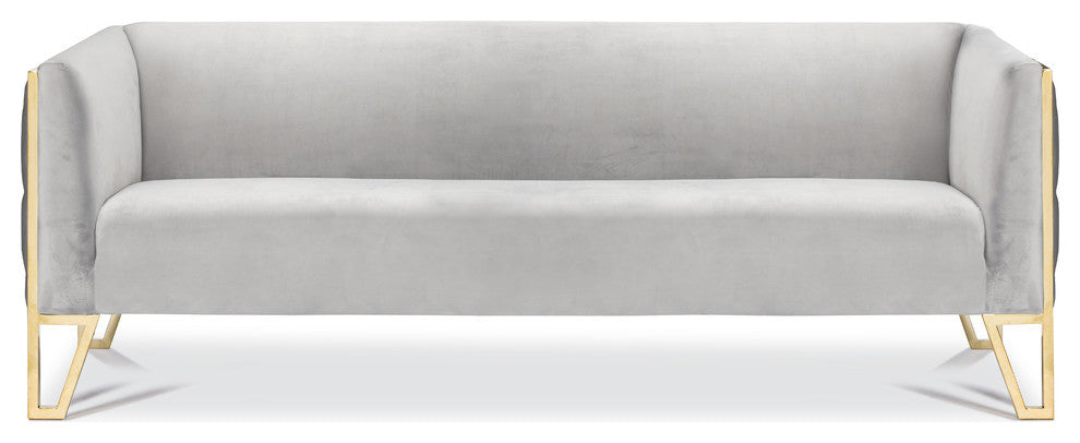Kara Tufted Sofa, Polished Gold Steel