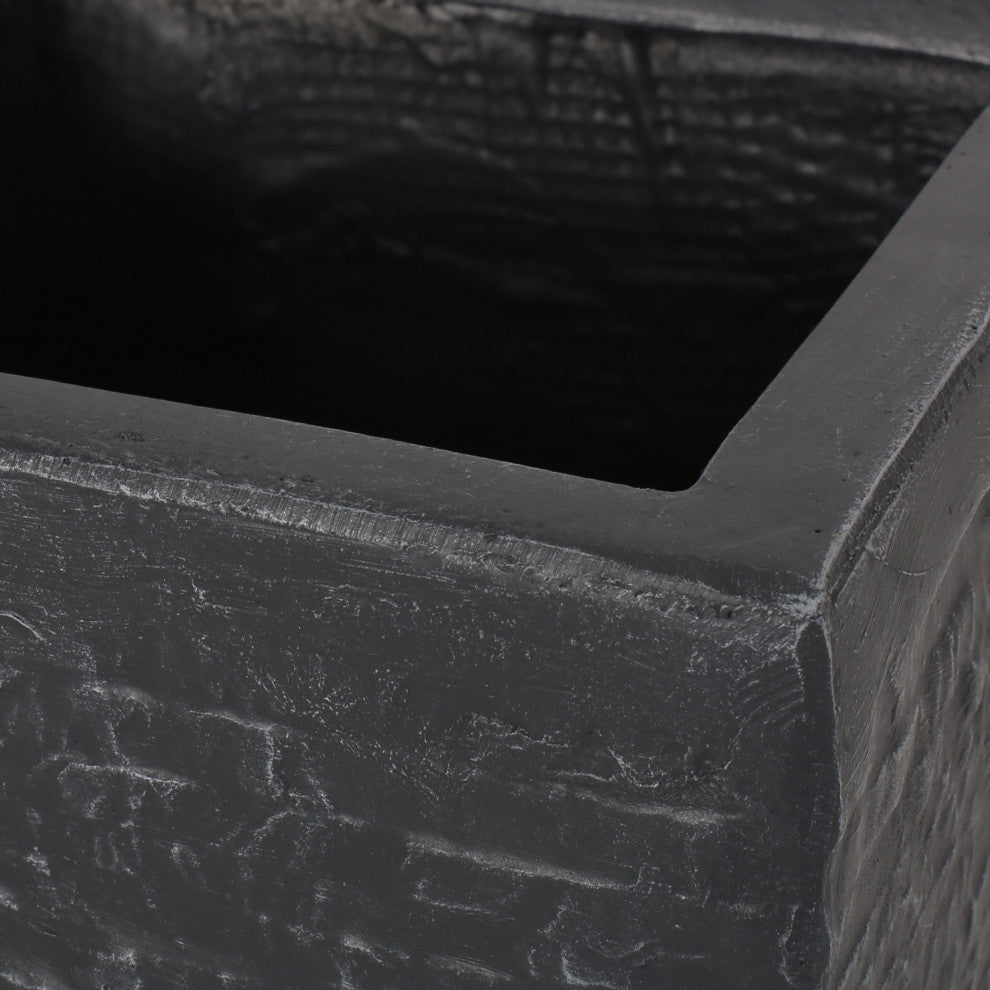 Leiman Outdoor Cast Stone Planter, Gray, 10.75Wx10.75Dx24.25H