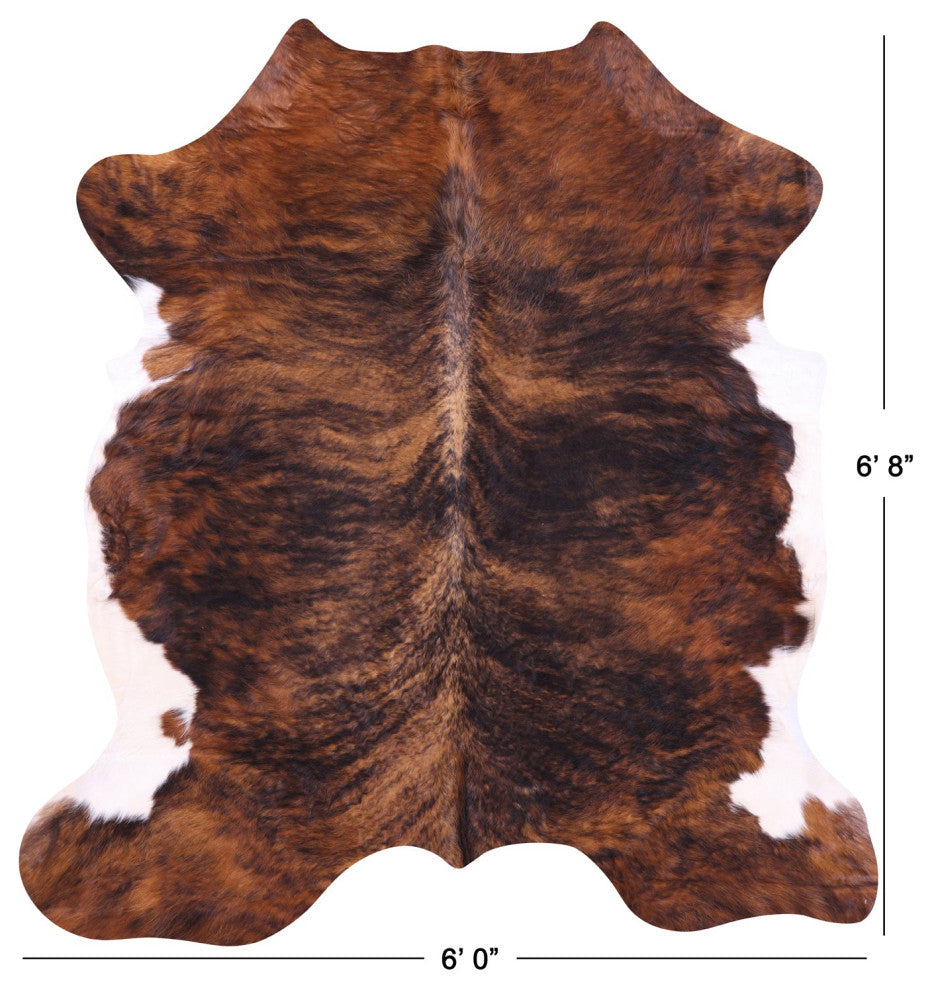 6' 8" X 6' 0" Brindle Natural Cowhide Rug C1937