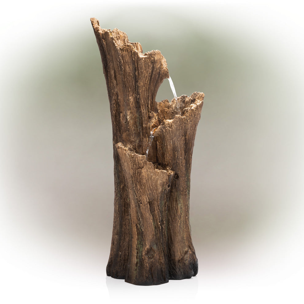 Alpine 3 Log Tiered Fountain w/ LED Lights, 39"