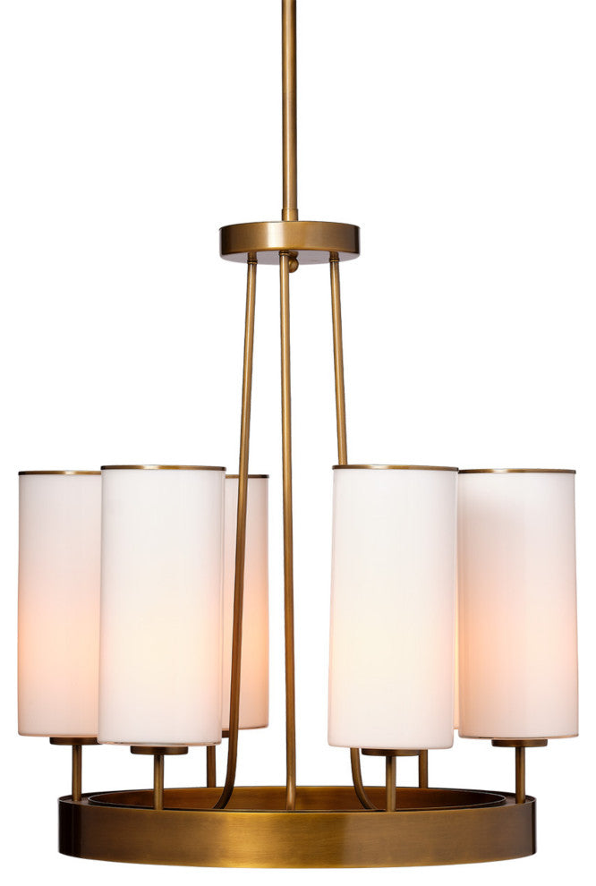 Kingdom Glass 6-Light Chandelier, Antique Brass