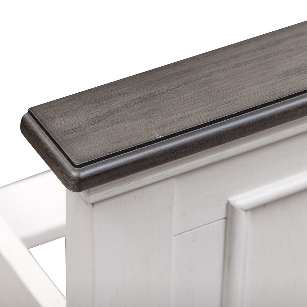 Full Panel Bed in Poplar & Rubberwood Solids w/ Cathedral White Oak Tops