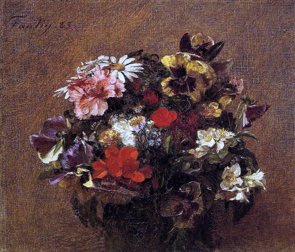 Henri Fantin-Latour Bouquet of Flowers: Pansies Gallery Wrapped Canvas Print