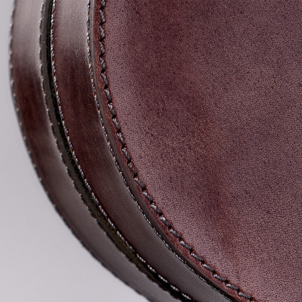 Quadrant Leather Round Wall Mirror