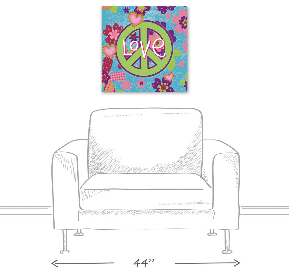 Love Peace Sign 20x20 Canvas Wall Art