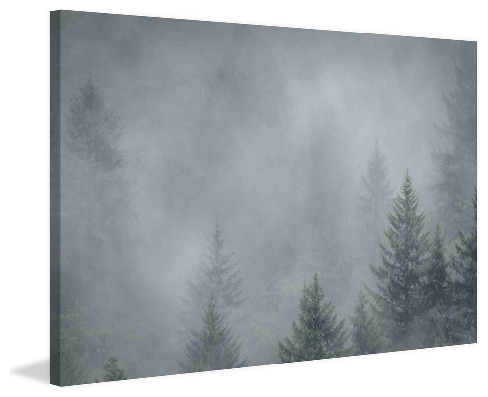"Foggy Pines" Painting Print on Canvas