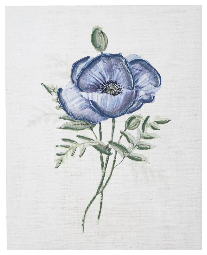 Blue Umbra Flower II Floral Embellished Canvas Wall Art Print, 16"x20"