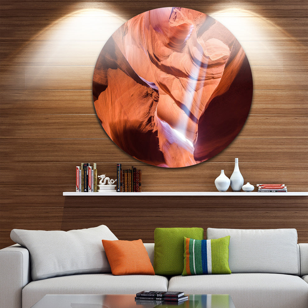 Light To Antelope Canyon, Landscape Photo Round Wall Art, 38"