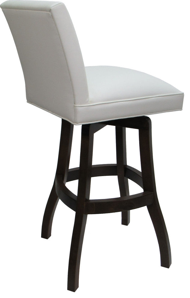 Swivel Wood Counter, Bar or Extra Tall Stool - Sommerville on S-Base, White Vinyl - Dark Walnut, 26"
