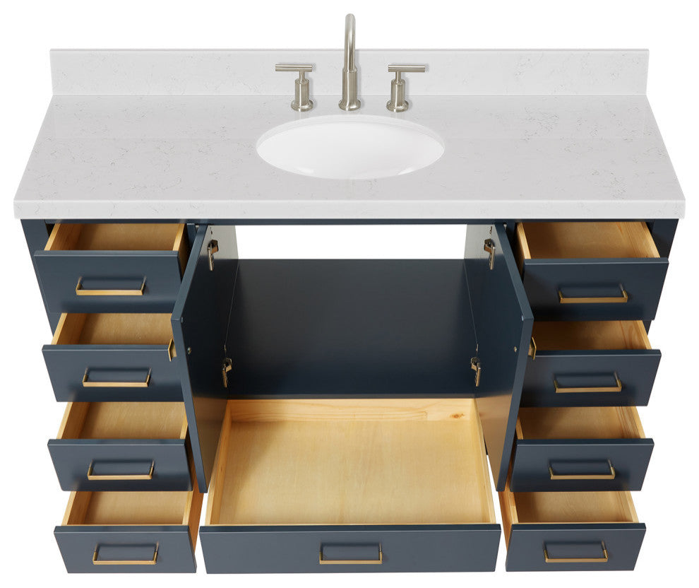 Ariel Cambridge 54" Single Oval Sink Vanity, Carrara Quartz