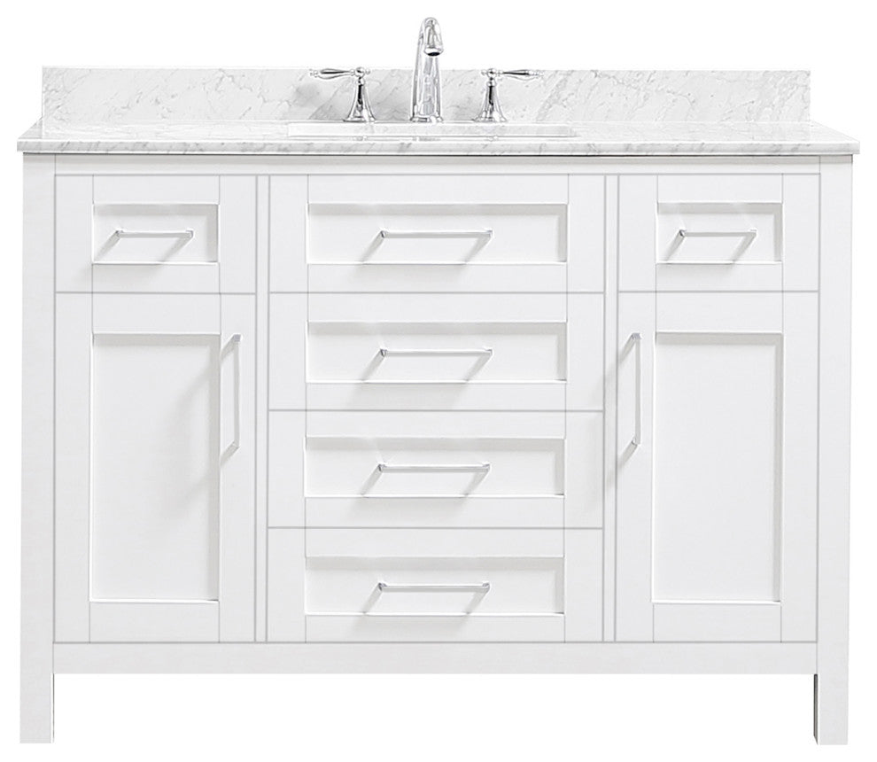 OVE Decors Tahoe 48" Vanity, White With Carrara Marble Top
