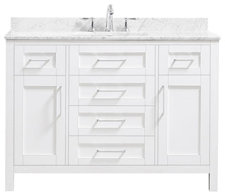 OVE Decors Tahoe 48" Vanity, White With Carrara Marble Top