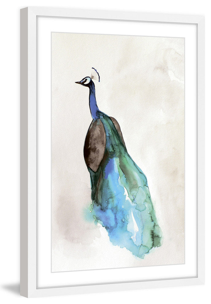 Marmont Hill, "Peacock Back" by Christine Lindstrom Framed Painting Print, 12x18