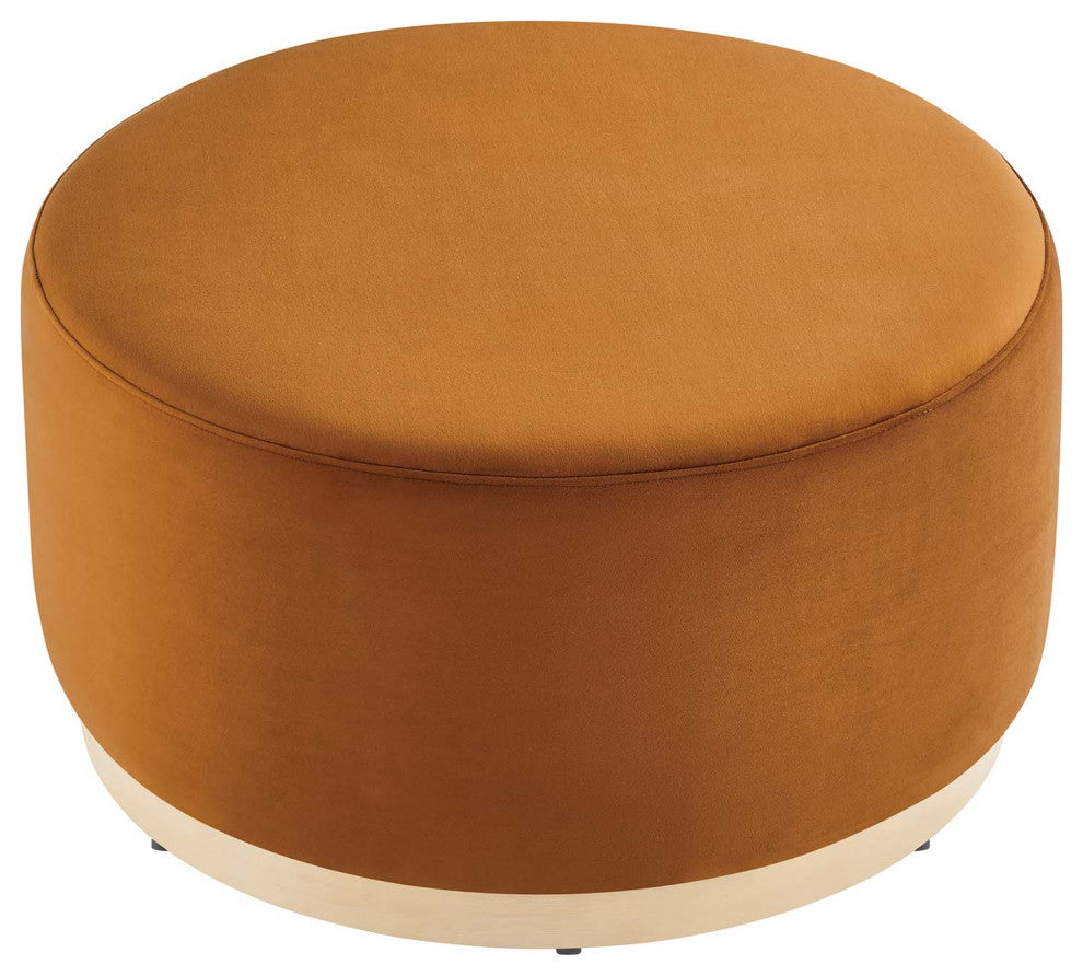 Tilden Large 29" Round Performance Velvet Upholstered Ottoman