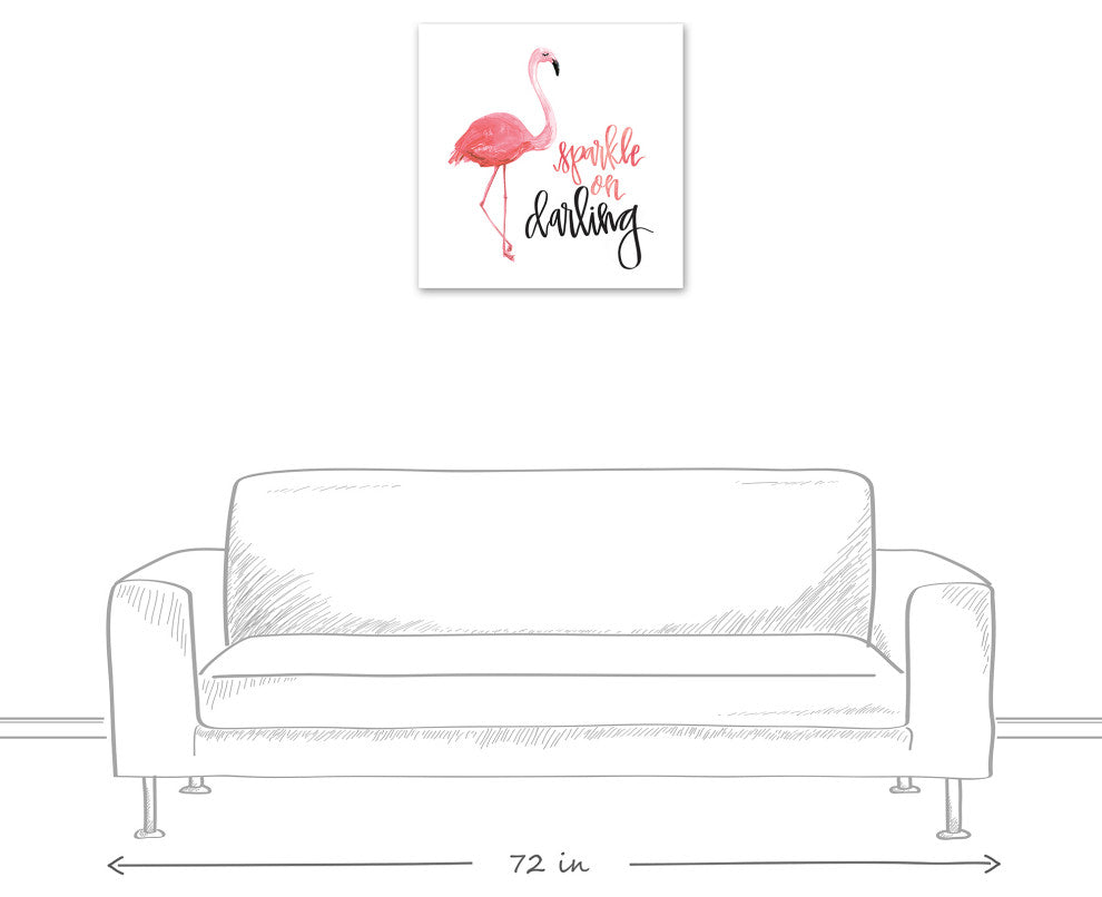 Flamingo Sparkle On Darling 24x24 Canvas Wall Art