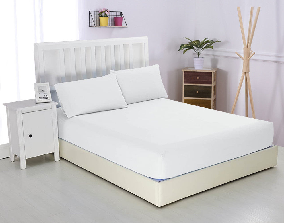 Organic Cotton Fitted Sheet, White, King, 78"x80"