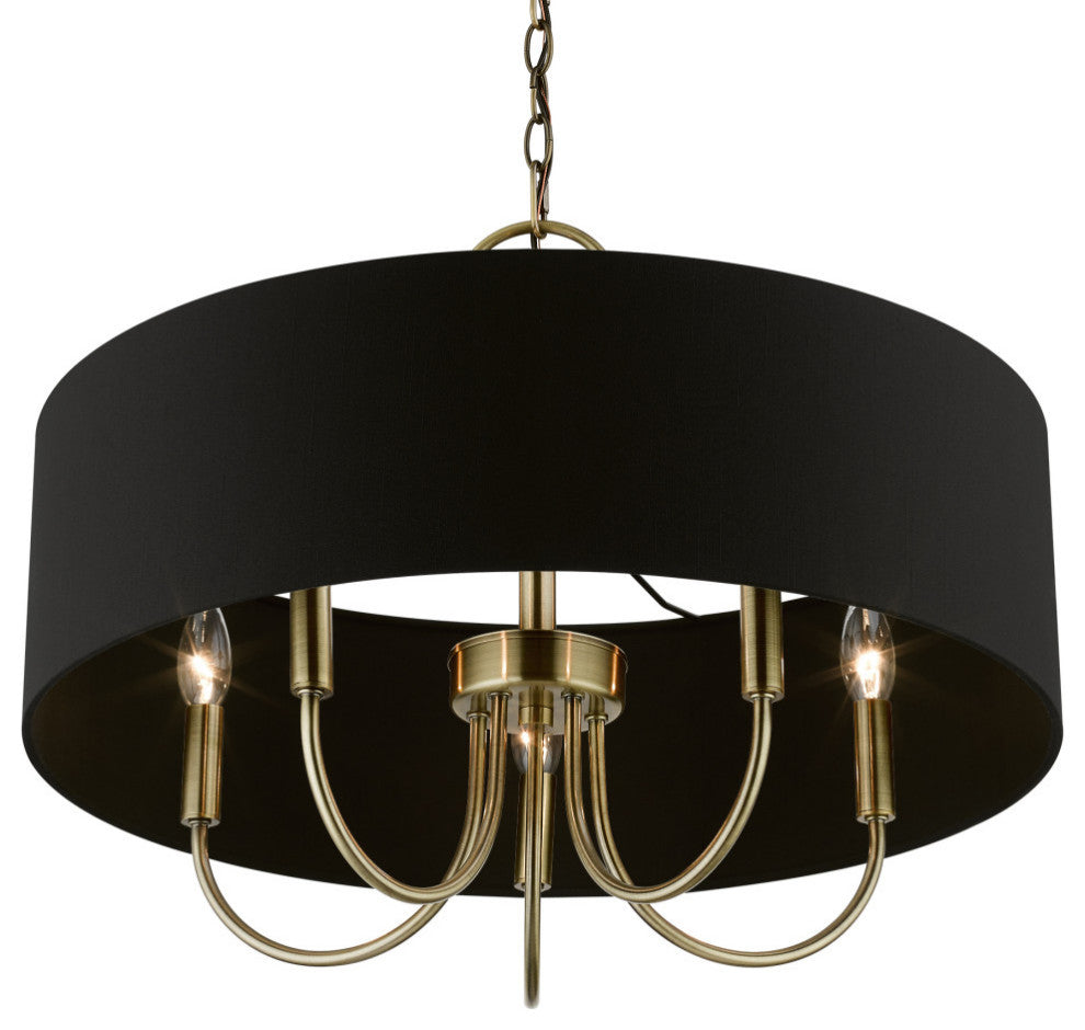 Livex Lighting 5 Light Antique Brass Pendant Chandelier