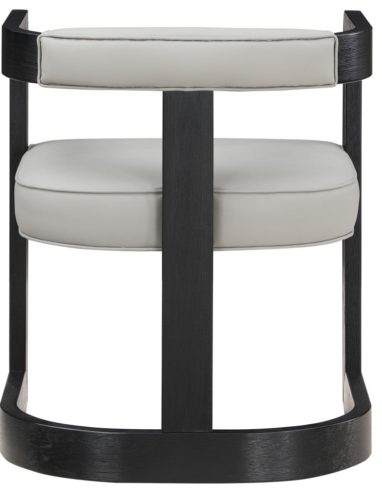 Manchester Faux Leather Upholstered Dining Chair, Grey, Black Finish