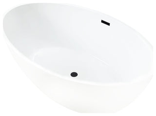 59"x32" Acrylic Freestanding Soaking Bathtub, White/Matte Black
