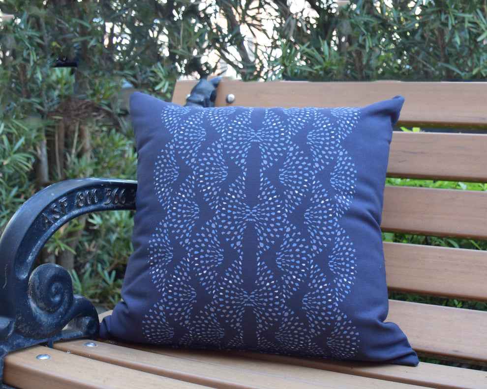 Dotted Focus Geometric Print Decorative Outdoor Throw Pillow, Blue, 16"