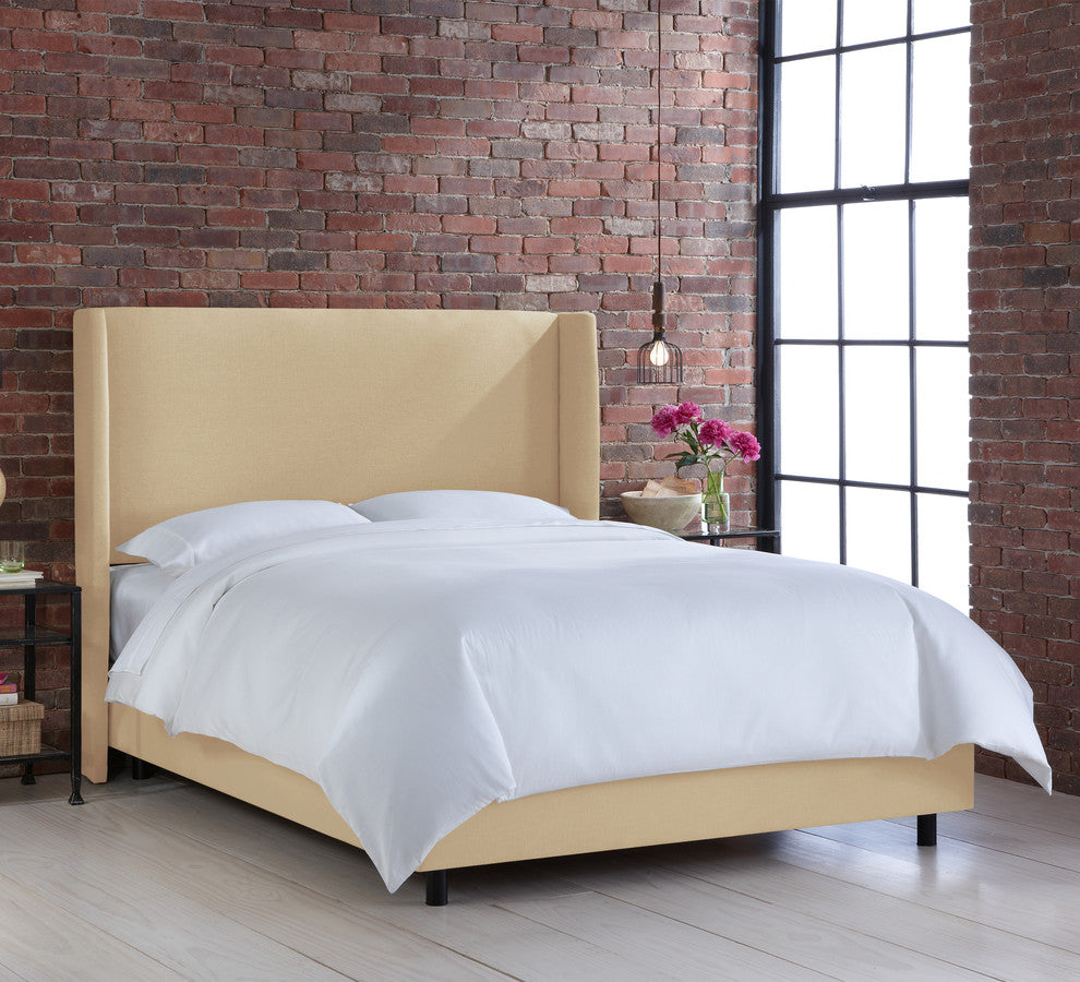 Maxwell Wingback Bed, Linen Linen, Queen
