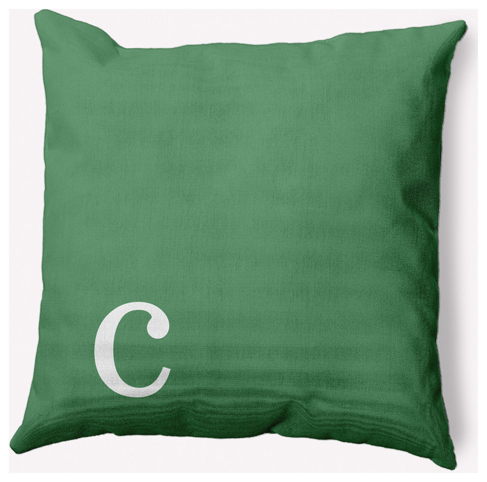 20" x 20" Modern Monogram Indoor/Outdoor Polyester Throw Pillow, Sage