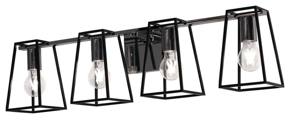 Lynn - 4-Light Vanity - Black & Chrome Finish