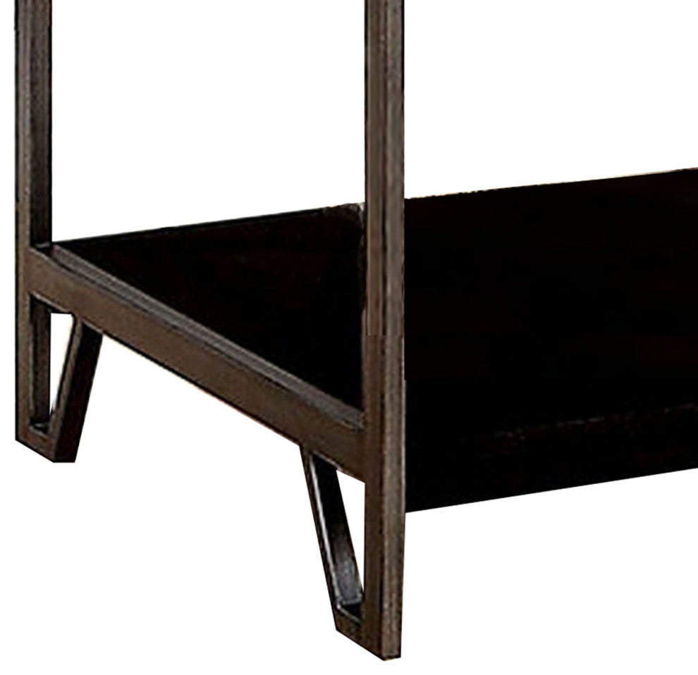 Benzara BM233838 1 Drawer Wooden End Table With Metal Frame, Brown