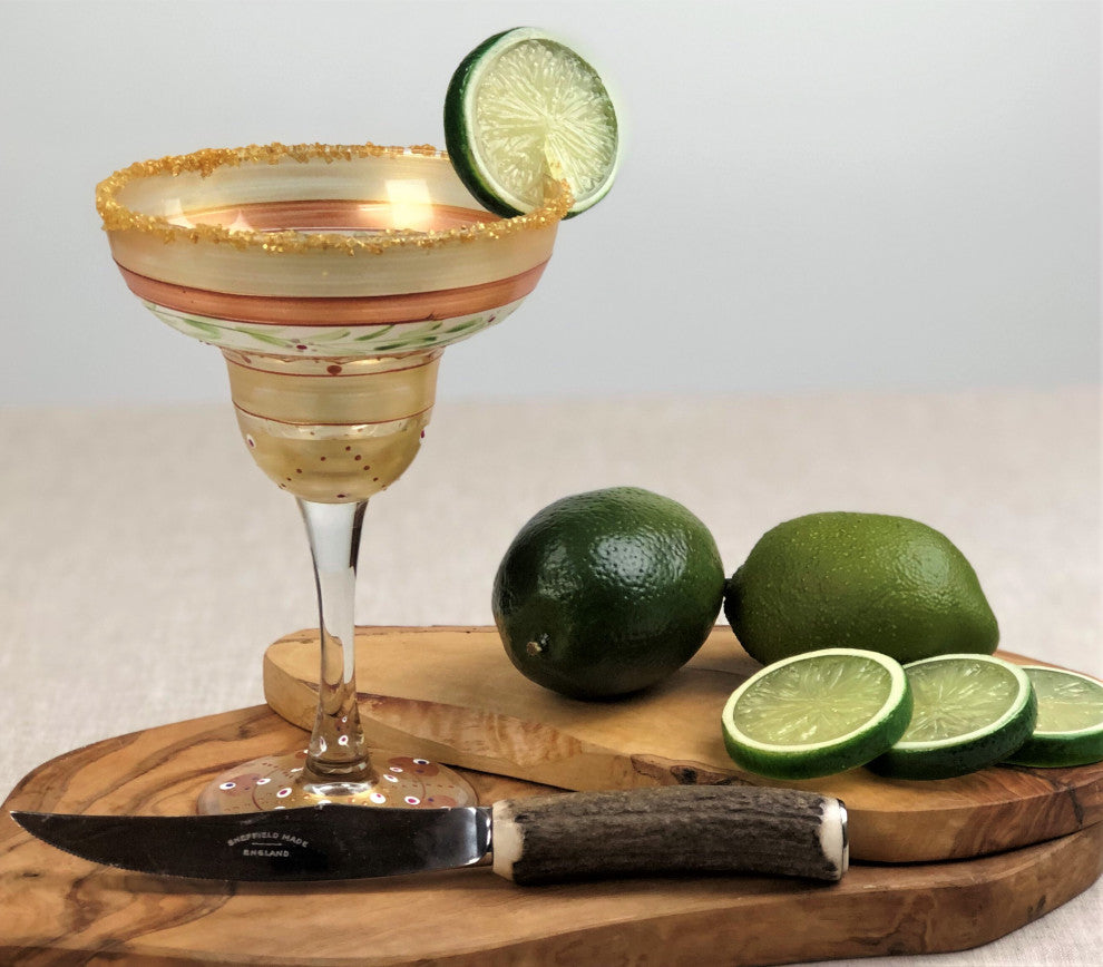 Mosaic Gold Garland Margarita Glasses, Set of 2