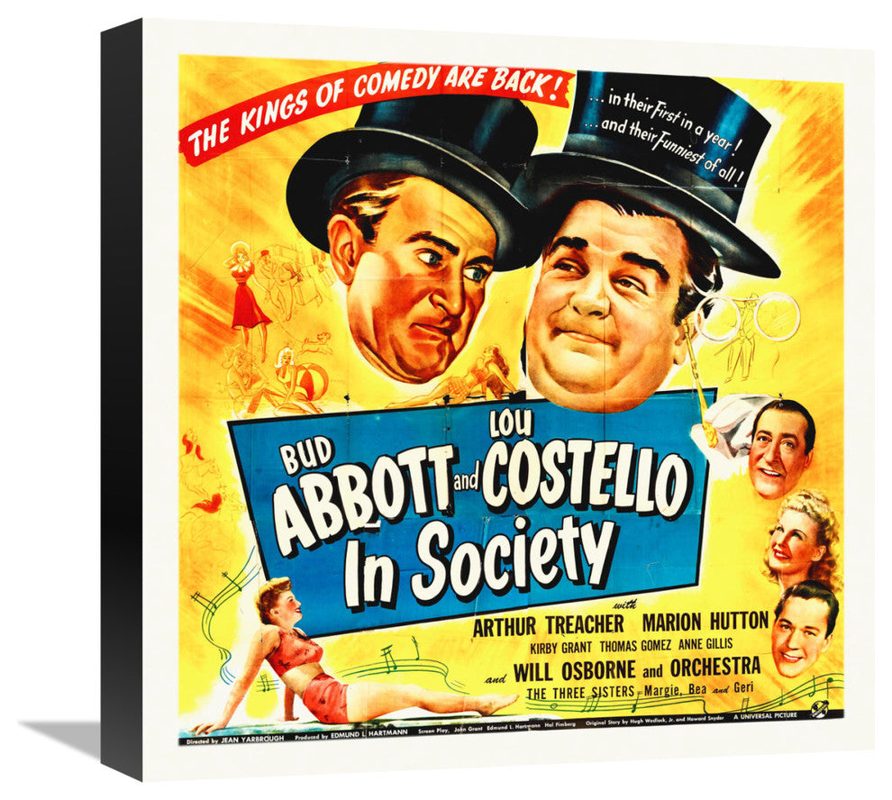 "Abbott & Costello - In Society" Canvas Giclee, 16"x16"