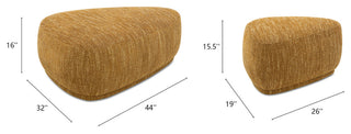 Pebble 44" & 26" Rounded Triangle Cocktail Ottoman Set, Mustard Yellow Tweed