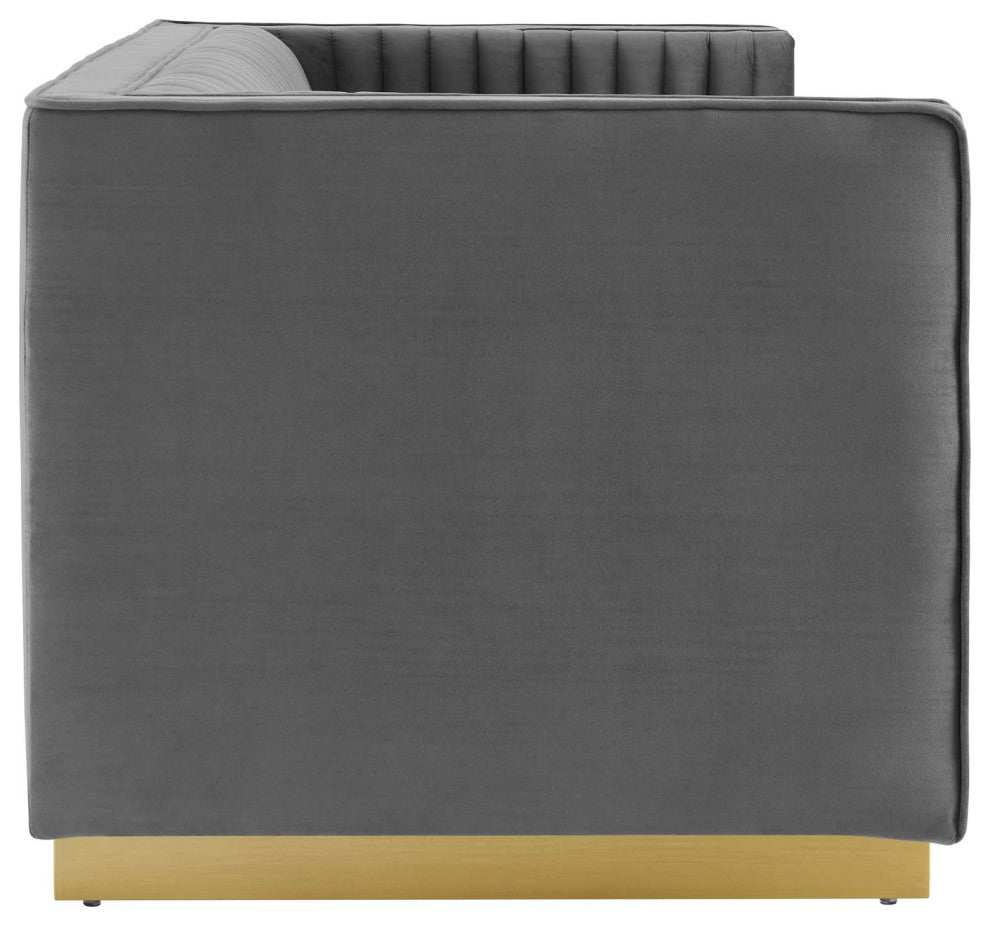 Sanguine Vertical Channel Tufted Performance Velvet Loveseat EEI-4530-GRY