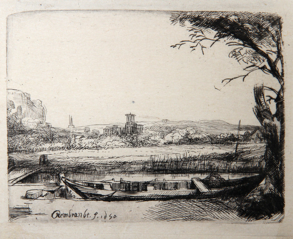 Rembrandt van Rijn "Le Paysage au, Bateau, B236" Heliogravure