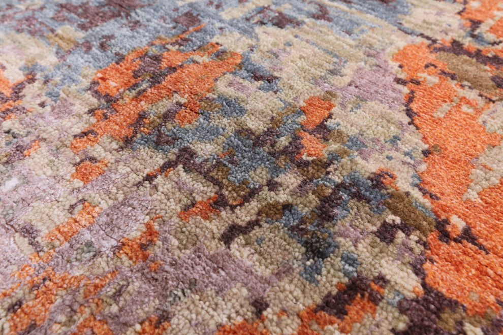 Wool and Silk Abstract Handmade Rug 9' 0" X 12' 1" Q6836