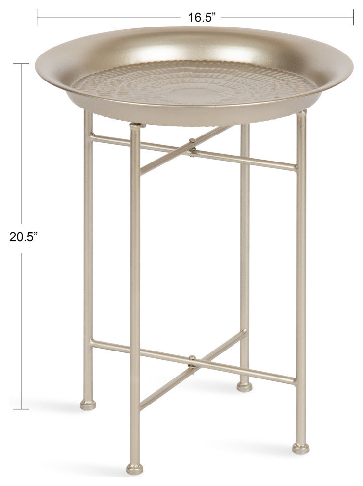 Mahdavi Round Metal Accent Table, Silver, 16.5x16.5x20.5
