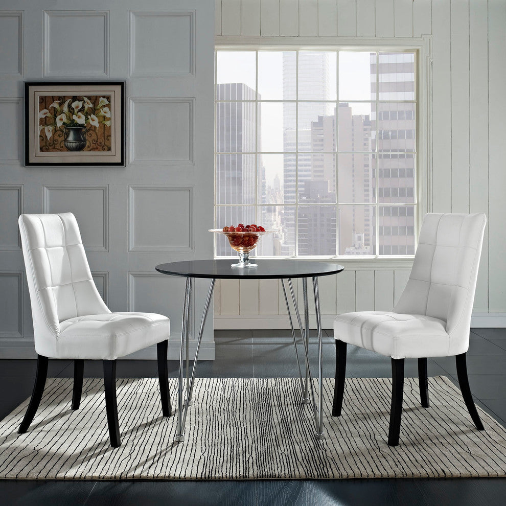 Modern Contemporary Kitchen Vinyl Dining Chair Set of 2 White