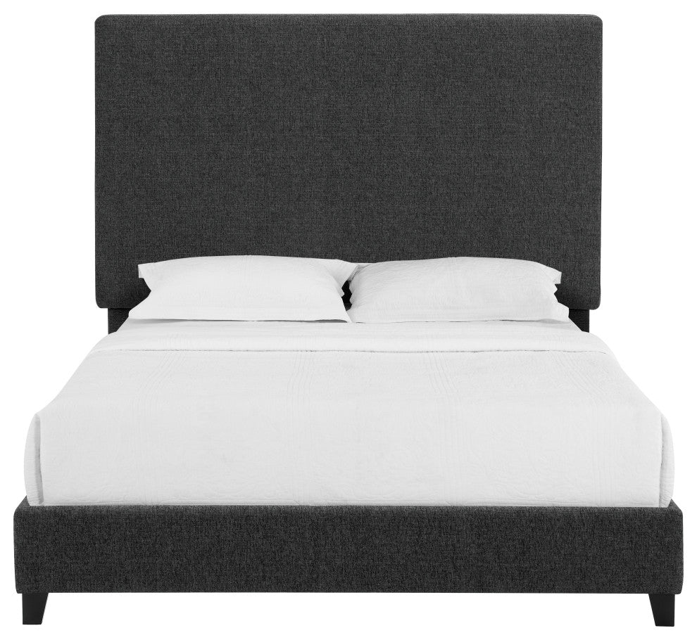Legends Home Queen Size Charcoal Grey Upholstered Platform Bed