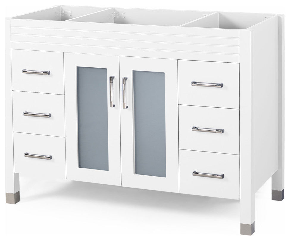 Taylor Contemporary 48" Wood Bathroom Vanity, Counter Top Not Included, White