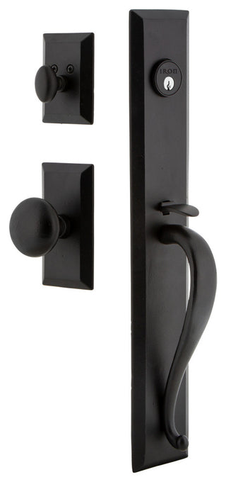 Ageless Iron Keep 1-Piece Dummy Handleset With Grip, Vale Plate Keep Knob
