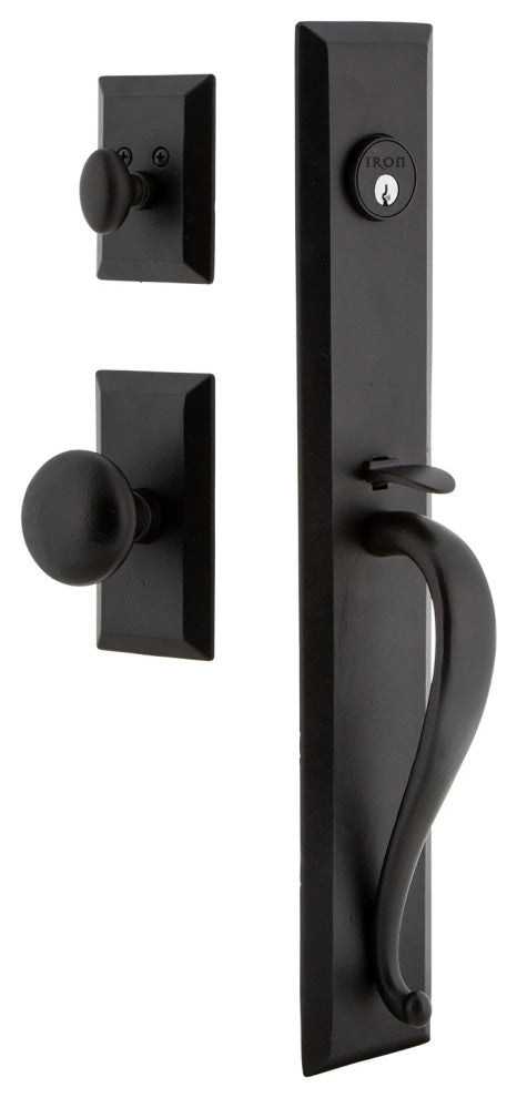 Ageless Iron Keep 1-Piece Dummy Handleset With Grip, Vale Plate Keep Knob